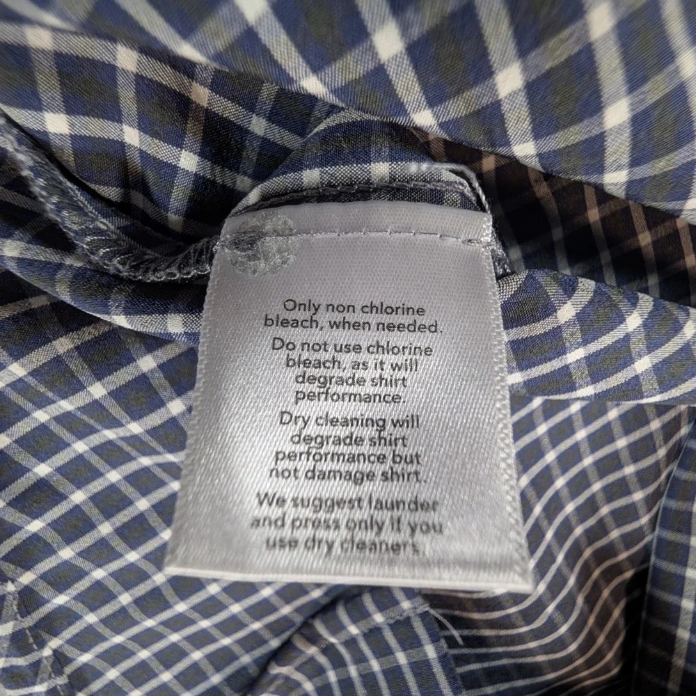 Mizzen Main Leeward Dress Shirt Mens Small Trim Fit Navy Check L-10019